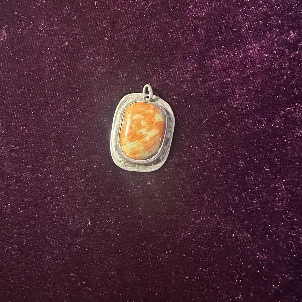 Elegant Silver and Orange Pendant